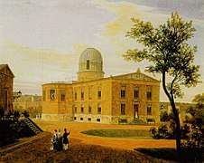 Die 1835 nach den Plänen von Karl Friedrich Schinkel in Betrieb genommene Neue Sternwarte in Berlin, Ölgemälde von Carl Daniel Freydanck, 1838