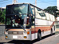 T815 Acron tour bus. This is a right-hand drive Japanese version. Does the tri-star emblem indicate that it is on a Mercedes-Benz chassis, or only equipped with their engine?