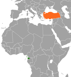 Haritada gösterilen yerlerde Equatorial Guinea ve Turkey