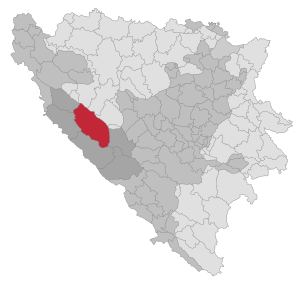 Lage der Gemeinde Glamoč in Bosnien und Herzegowina (anklickbare Karte)