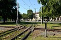 Inzwischen abgebaute Kreuzung mit der Straßenbahn