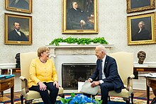 Merkel with President Joe Biden in the Oval Office, 15 July 2021.