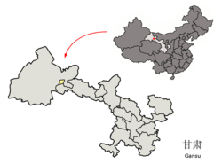 Location of Jiayuguan City jurisdiction in Gansu