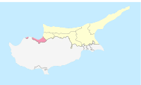 Lefke İlçesi'nin Kuzey Kıbrıs Türk Cumhuriyeti'ndeki konumu