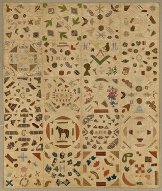 American. Pictorial Quilt, ca. 1840. Cotton, cotton thread. Brooklyn Museum