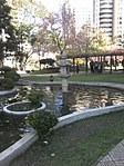 Stone-carved lantern in one of the ornamental lakes