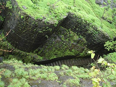 Entrance of Sudhagad as seen from the higher ramparts of the fort