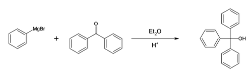 Reakcja bromku fenylomagnezu z benzofenonem