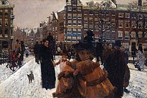 De Singelbrug bij de Paleisstraat in Amsterdam (1894), door Breitner, die veel Amsterdamse stadstaferelen schilderde.