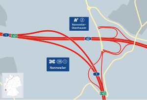 Übersichtskarte Autobahndreieck Nonnweiler