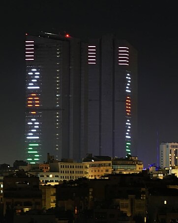 Jordan gate towers at night. New years eve 2025.