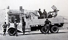 'Pip', a truck-mounted QF 2-pounder naval gun, during operations against the Arab Revolt in Palestine, 1936.