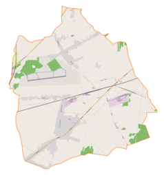 Mapa konturowa gminy Rędziny, na dole nieco na lewo znajduje się punkt z opisem „Rędziny”