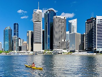 River views of Brisbane CBD seen from Kangaroo Point, Queensland in April 2019, 04