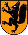 Aufgerichtet im Wappen der Gemeinde Weilbach, beide Oberösterreich