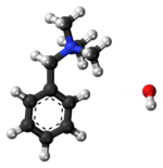 Ball-and-stick model of the benzyltrimethylammonium hydroxide ions