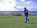 the 6th tee at Granville from where you can see Jersey and much of the Brittany coastline