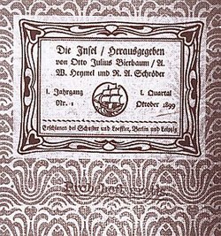 Die Insel, 1. Umschlagseite der Erstausgabe (Ausschnitt), Oktober 1899