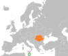 Location map for Malta and Romania.