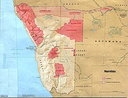 Kaart met de bantoestans die Zuid-Afrika en Zuidwest-Afrika (Namibië) creëerde.