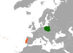 Map indicating locations of Poland and Portugal