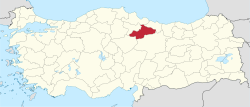 Tokat'ın Türkiye'deki konumu