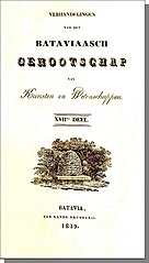 Titel der „Verhandelingen“ mit Junghuhns Aufsatz Praemissa in floram …