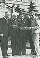 Von links: Julian Wittmann, Carl F. W. Behl, Hans Günter Hauffe, Thomas Dehler und Hermann Thomas Schulze im Kloster Banz, 1948