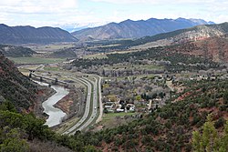 The Colorado River, Interstate 70, and Chacra.