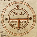 Mappa mundi, nach Isidor von Sevilla (7. Jh.), Manuskript des 12. Jh., British Library