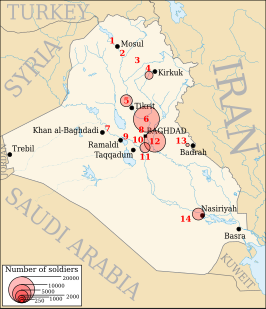 De Amerikaanse bases in Irak (feb 2007).