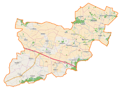 Mapa konturowa gminy Kostomłoty, po prawej znajduje się punkt z opisem „Sobkowice”