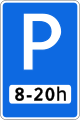 Zeichen 530: Parkplatz (8:00 bis 20:00 Uhr)