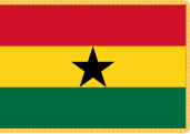 Flag of the Presidency of Ghana since 1966. Presidential Standard of Ghana; replicate of the national flag of Ghana with a gold rim.