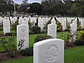 Commonwealth war grave headstones, looking north-west (2021).