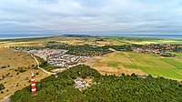 Luchtfoto van de vuurtoren bij Hollum