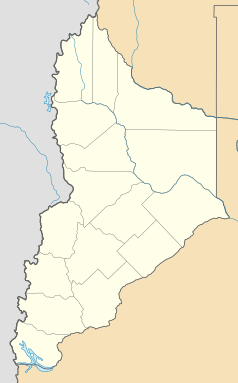 Mapa konturowa prowincji Neuquén, na dole po lewej znajduje się punkt z opisem „Junín de los Andes”