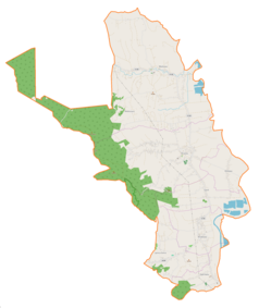 Mapa konturowa gminy Brzyska, na dole po prawej znajduje się punkt z opisem „Dąbrówka”