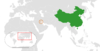 Location map for China and Kuwait.