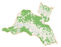 Mapa konturowa gminy Domaradz, po prawej nieco u góry znajduje się punkt z opisem „Barycz”