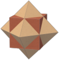 Ineinander gestecktes Hexaeder (Würfel) und Oktaeder, die dual zueinander sind
