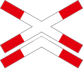 A37-1 Warning cross on a railway crossing with two or more tracks