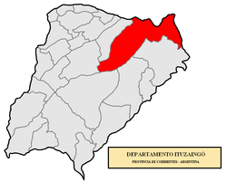 location of Ituzaingó Department in Corrientes Province