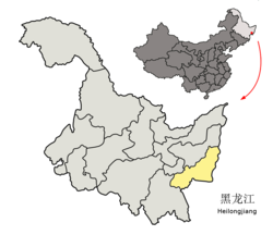 Location of Jixi City in Heilongjiang