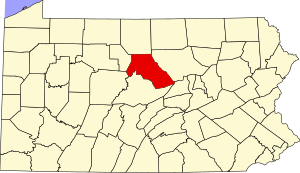 Map of Pennsylvania highlighting Clinton County