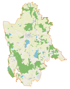 Mapa konturowa gminy Miłakowo, u góry po lewej znajduje się punkt z opisem „Rożnowo”