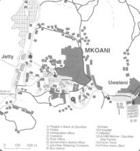 Χάρτης της πόλης Μκοάνι (Πέμπα).