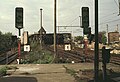 Zustand mit der alten Fernbahnbrücke vom Bahnhof Treptower Park aus gesehen (1991)