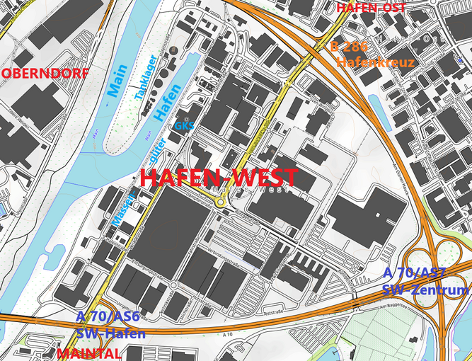 Lageplan Stadtteil Hafen-West