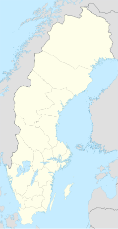 Mapa konturowa Szwecji, na dole po lewej znajduje się punkt z opisem „Mariestad”